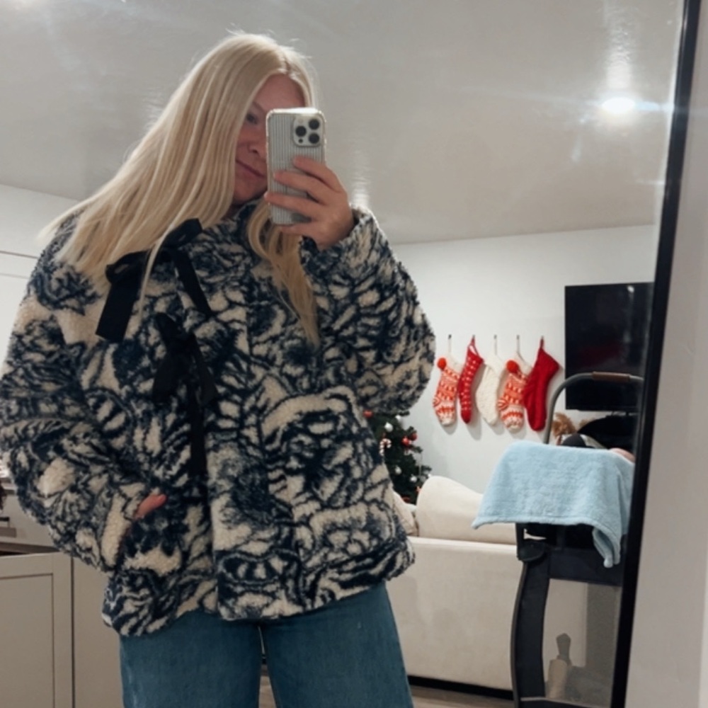 Damson madder Ingrid borg bow fleece jacket - Picture 5 of 11